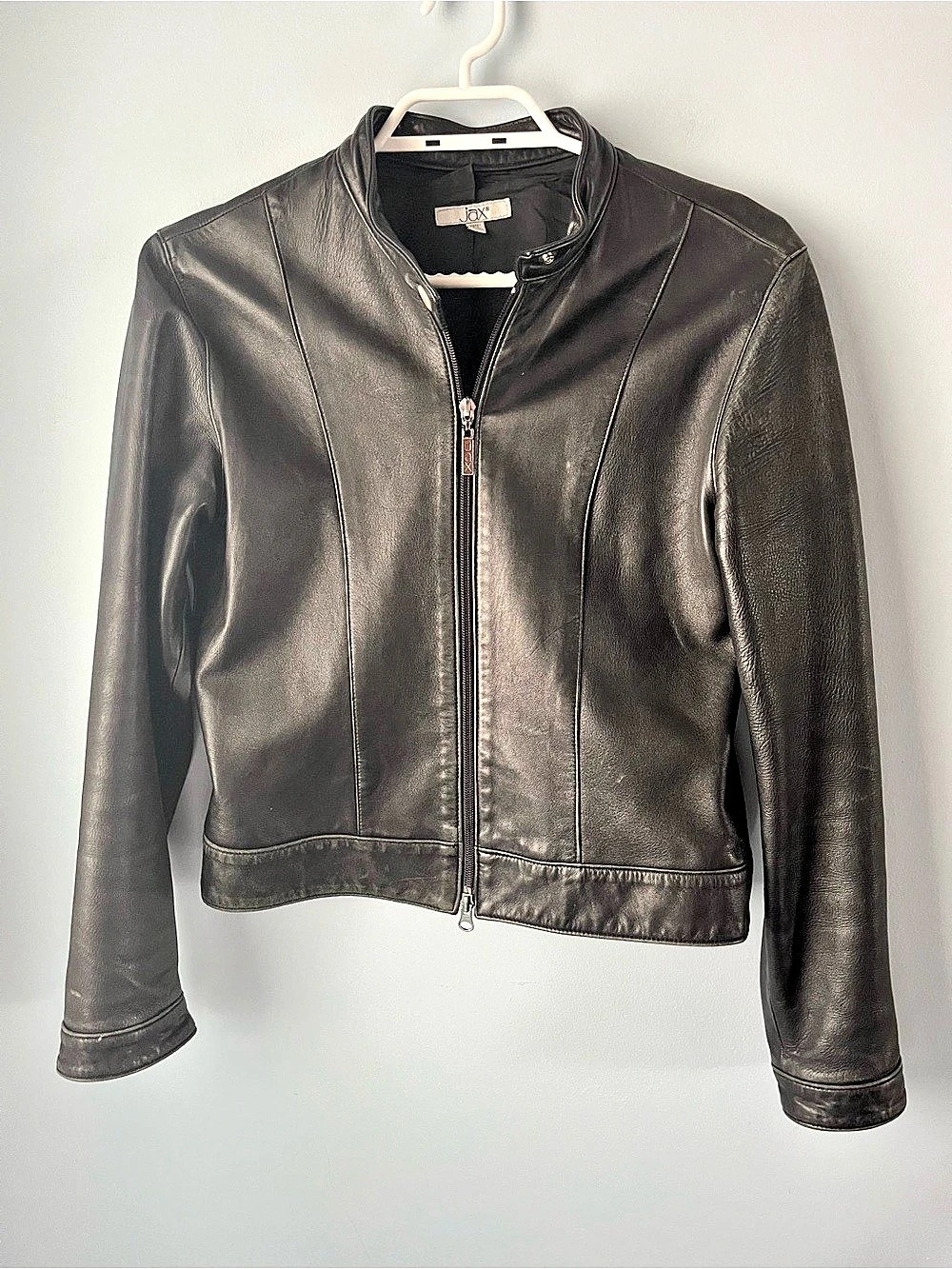 Jax Black 100% Leather Women’s Zip-Up Jacket Size 4 Made In Canada